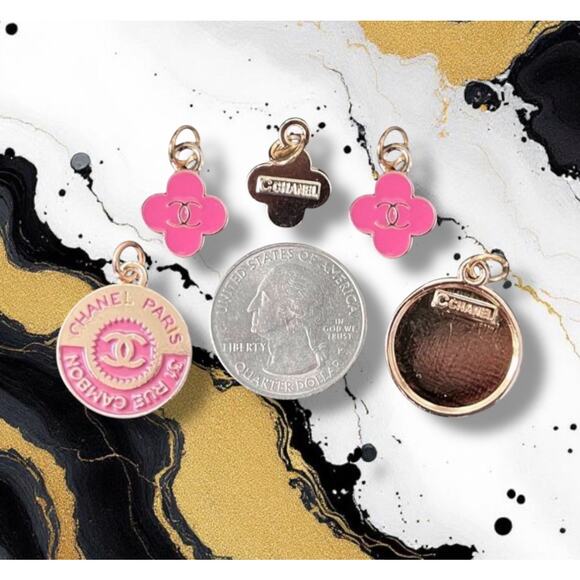 3 Piece Rue Pink Earring/Necklace Making Charm Pendant Pull - Picture 1 of 1